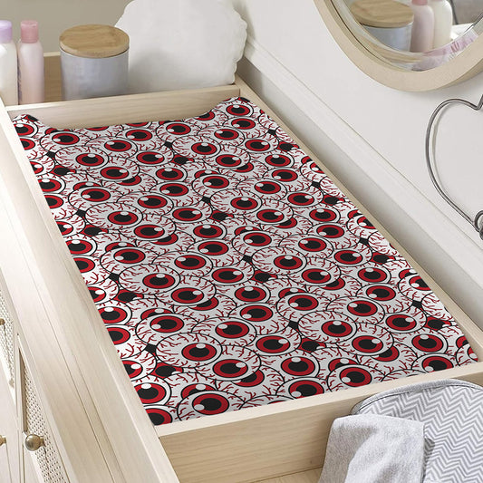Creepy Red Eyeball Pattern Print Changing Pad Cover