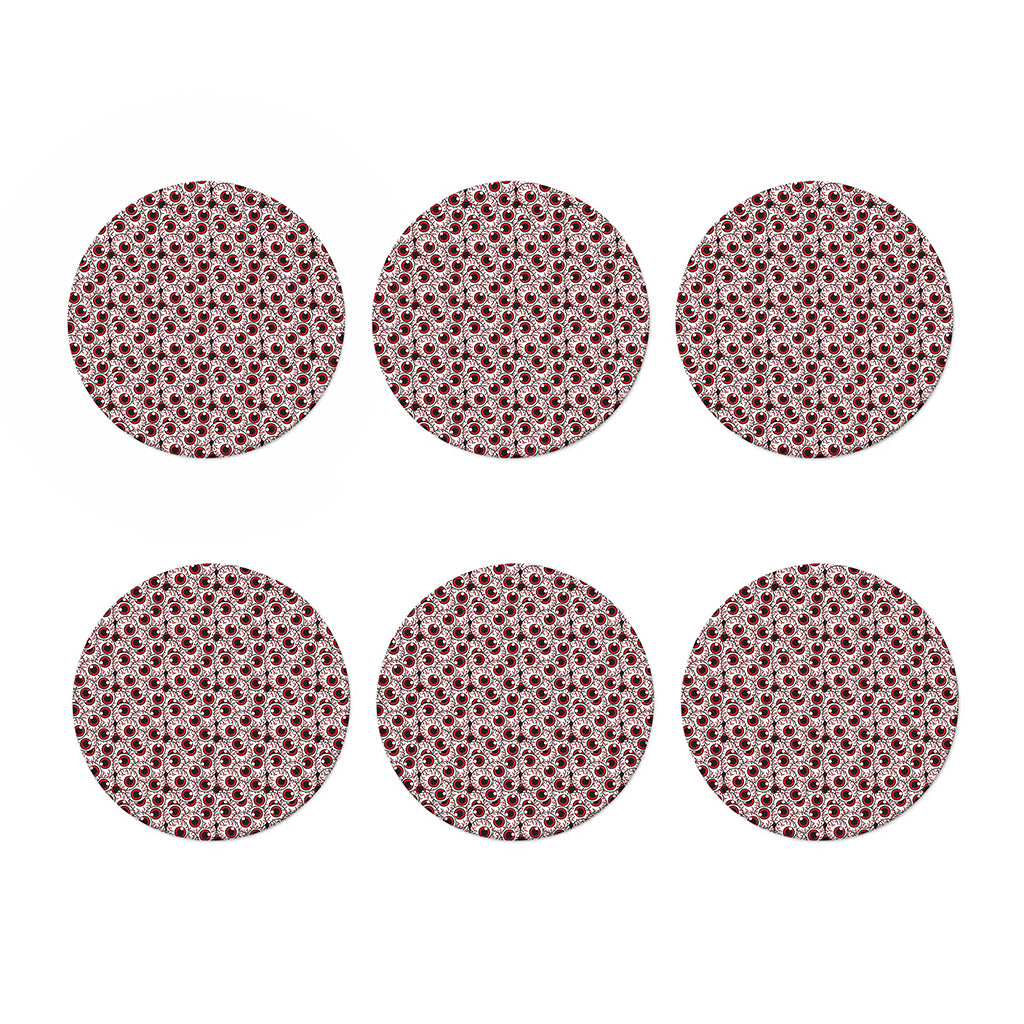 Creepy Red Eyeball Pattern Print Coaster Set