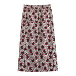 Creepy Red Eyeball Pattern Print Cotton Front Slit Maxi Skirt