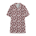 Creepy Red Eyeball Pattern Print Cotton Hawaiian Shirt