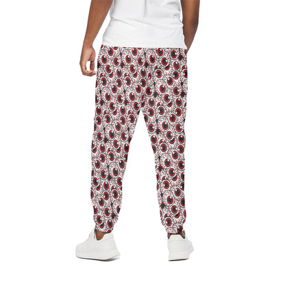 Creepy Red Eyeball Pattern Print Cotton Pants