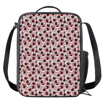 Creepy Red Eyeball Pattern Print Crossbody Lunch Bag