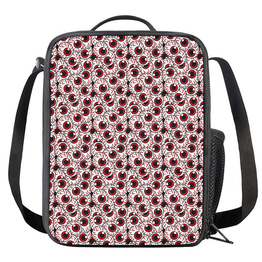 Creepy Red Eyeball Pattern Print Crossbody Lunch Bag