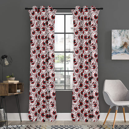 Creepy Red Eyeball Pattern Print Curtain