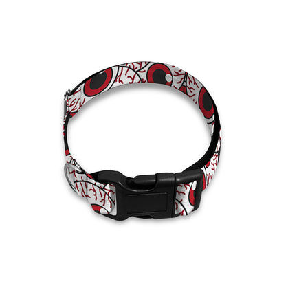 Creepy Red Eyeball Pattern Print Dog Collar