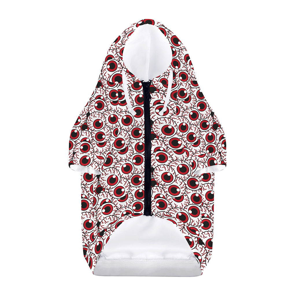 Creepy Red Eyeball Pattern Print Dog Zip Up Hoodie