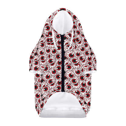 Creepy Red Eyeball Pattern Print Dog Zip Up Hoodie