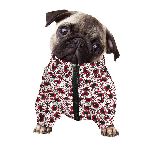 Creepy Red Eyeball Pattern Print Dog Zip Up Jacket