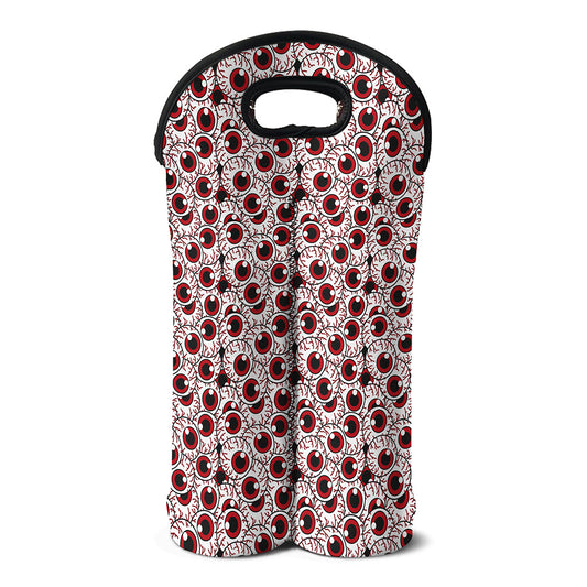 Creepy Red Eyeball Pattern Print Double Neoprene Wine Tote