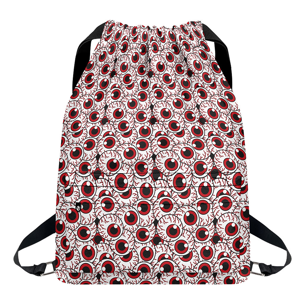 Creepy Red Eyeball Pattern Print Drawstring Backpack