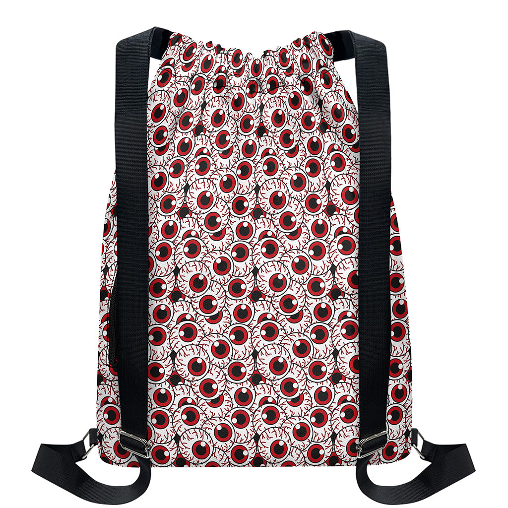 Creepy Red Eyeball Pattern Print Drawstring Backpack