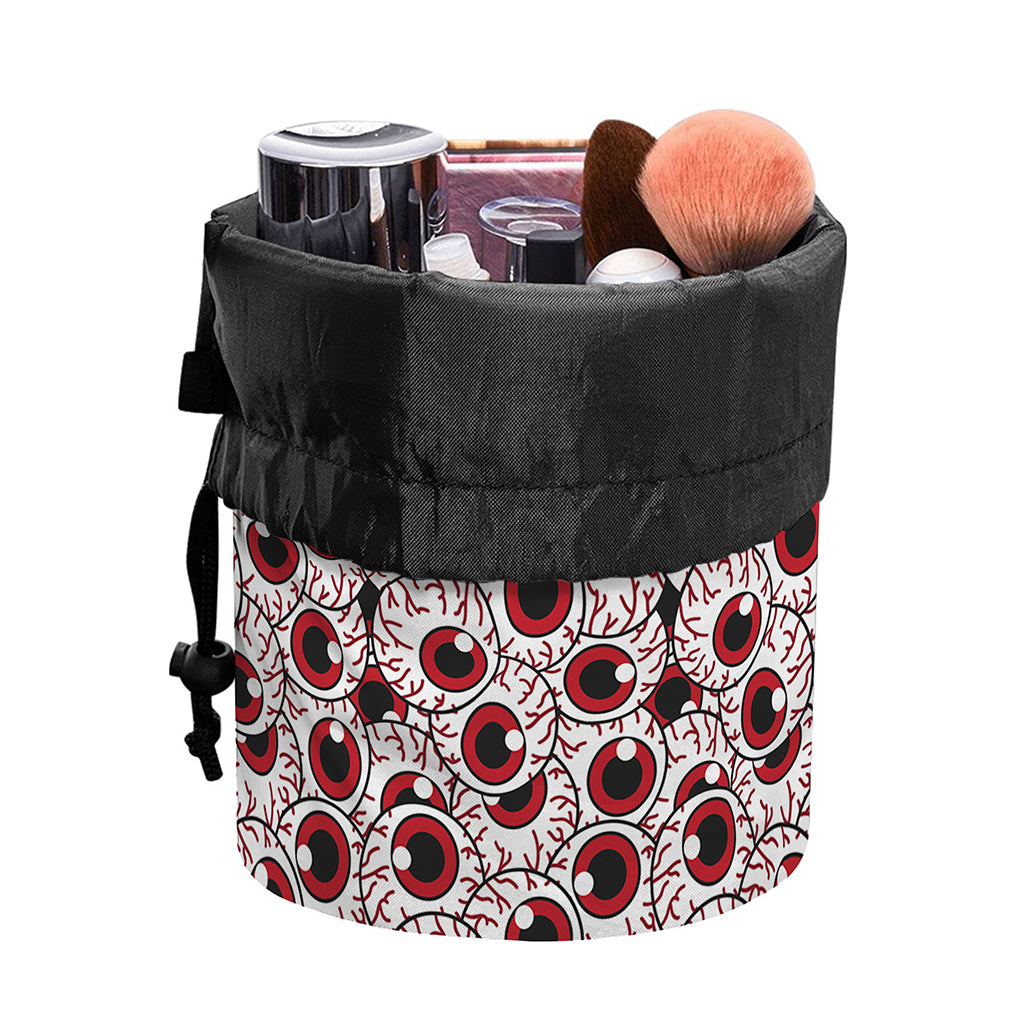 Creepy Red Eyeball Pattern Print Drawstring Makeup Bag