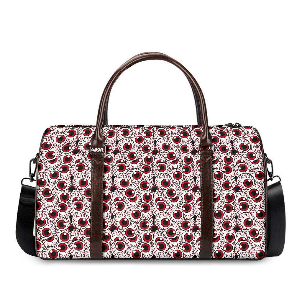 Creepy Red Eyeball Pattern Print Duffle Bag
