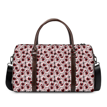 Creepy Red Eyeball Pattern Print Duffle Bag