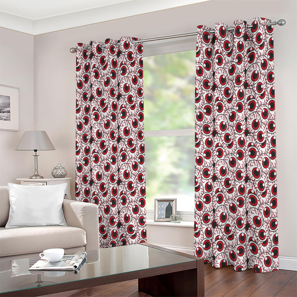 Creepy Red Eyeball Pattern Print Extra Wide Grommet Curtains