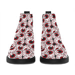 Creepy Red Eyeball Pattern Print Flat Ankle Boots