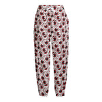 Creepy Red Eyeball Pattern Print Fleece Lined Knit Pants