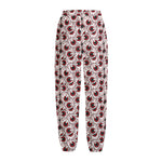 Creepy Red Eyeball Pattern Print Fleece Lined Knit Pants