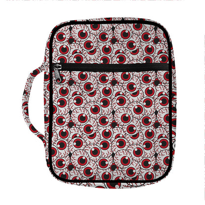 Creepy Red Eyeball Pattern Print Front Pocket Bible Bag