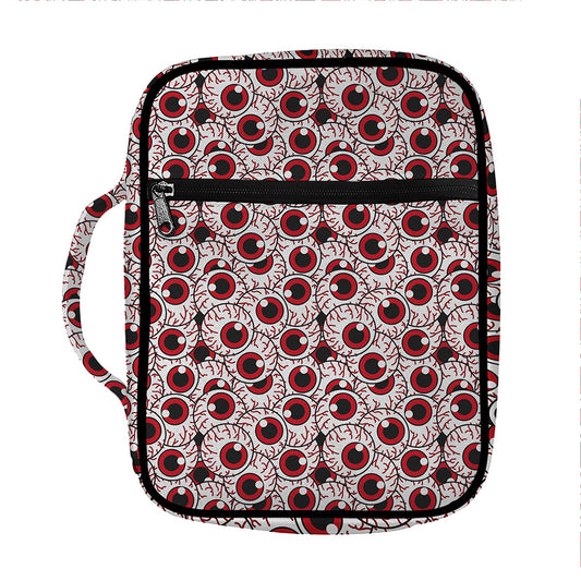 Creepy Red Eyeball Pattern Print Front Pocket Bible Bag