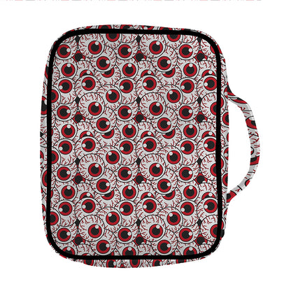 Creepy Red Eyeball Pattern Print Front Pocket Bible Bag