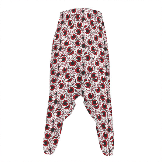 Creepy Red Eyeball Pattern Print Hammer Pants