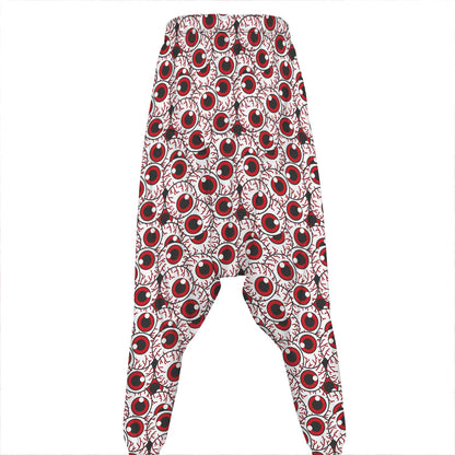 Creepy Red Eyeball Pattern Print Hammer Pants