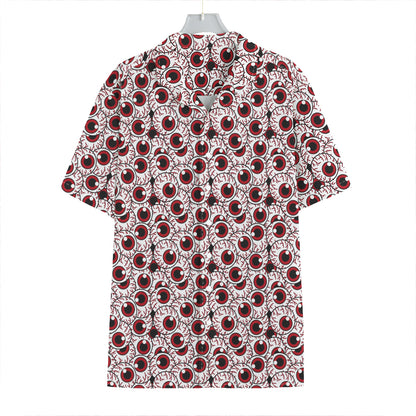 Creepy Red Eyeball Pattern Print Hawaiian Shirt