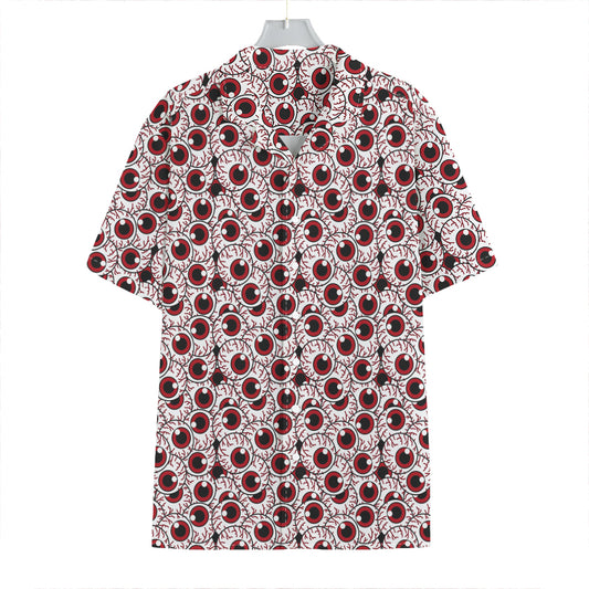 Creepy Red Eyeball Pattern Print Hawaiian Shirt