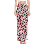 Creepy Red Eyeball Pattern Print High Slit Maxi Skirt