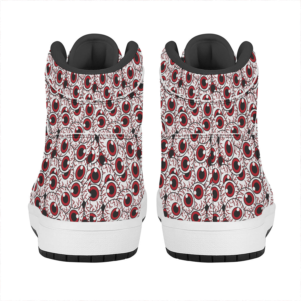 Creepy Red Eyeball Pattern Print High Top Leather Sneakers