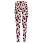 Creepy Red Eyeball Pattern Print High-Waisted Pocket Leggings
