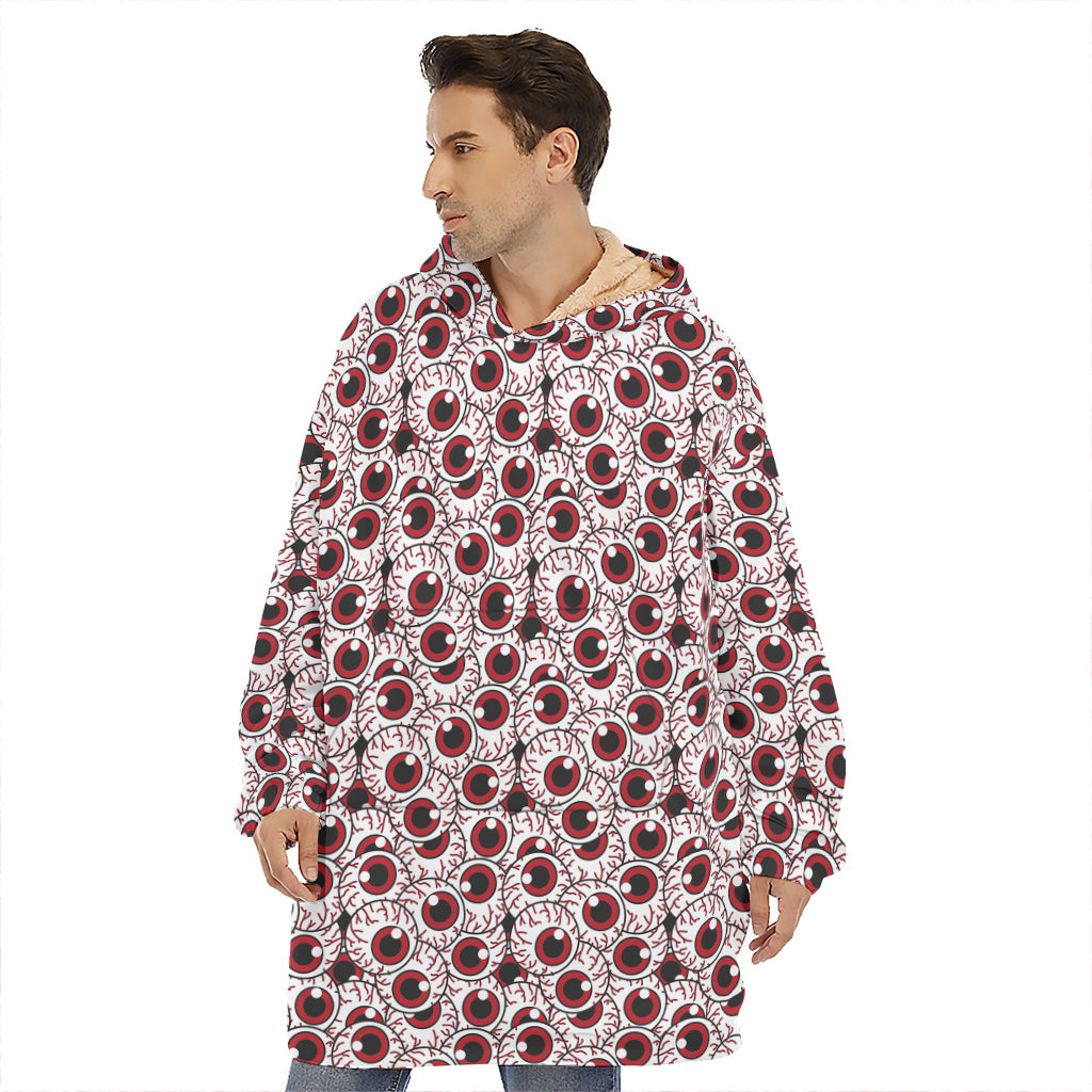 Creepy Red Eyeball Pattern Print Hoodie Blanket