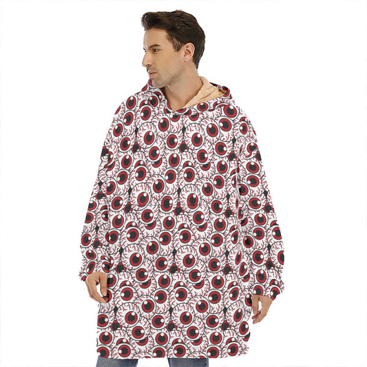 Creepy Red Eyeball Pattern Print Hoodie Blanket