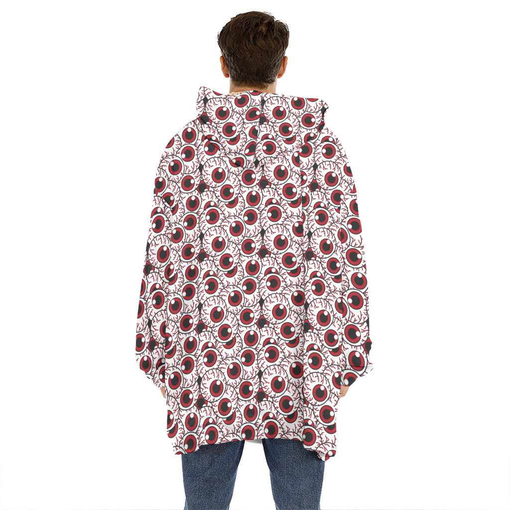 Creepy Red Eyeball Pattern Print Hoodie Blanket