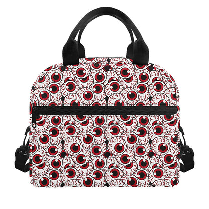 Creepy Red Eyeball Pattern Print Insulated Lunch Bag