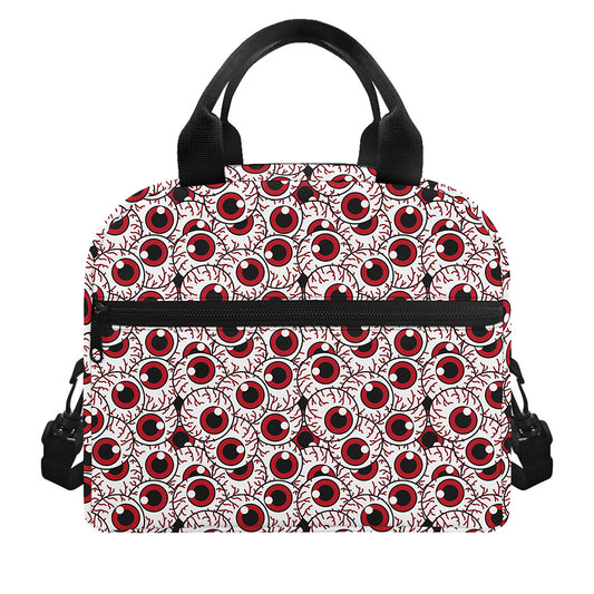 Creepy Red Eyeball Pattern Print Insulated Lunch Bag