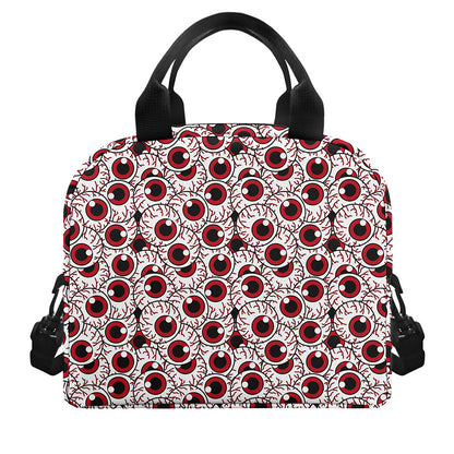 Creepy Red Eyeball Pattern Print Insulated Lunch Bag