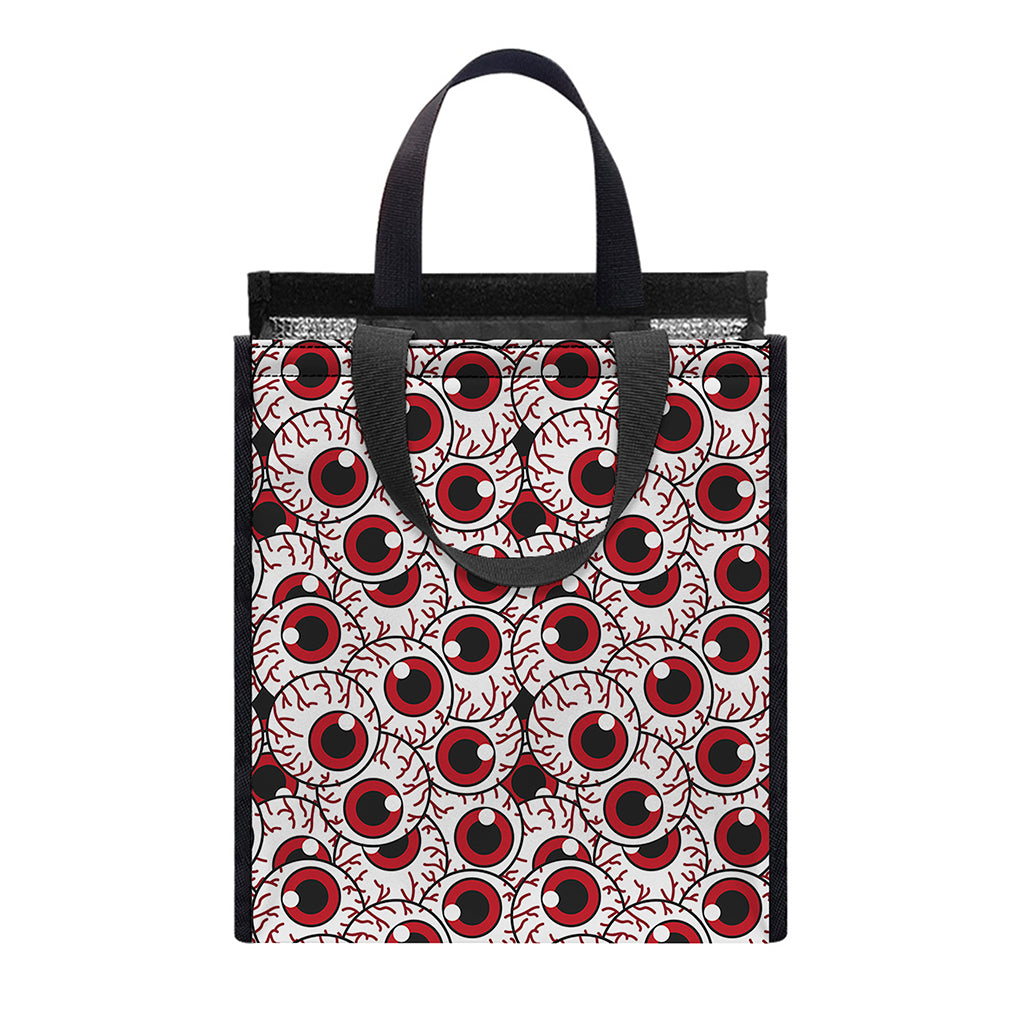 Creepy Red Eyeball Pattern Print Insulated Lunch Tote