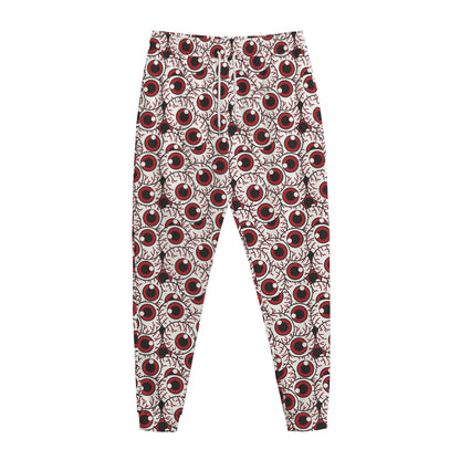 Creepy Red Eyeball Pattern Print Jogger Pants