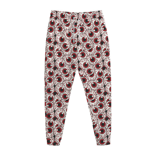 Creepy Red Eyeball Pattern Print Jogger Pants