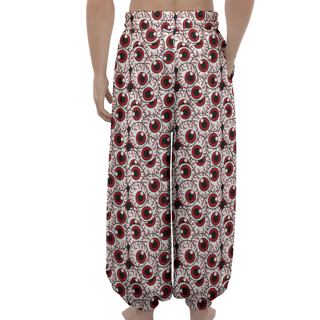 Creepy Red Eyeball Pattern Print Lantern Pants