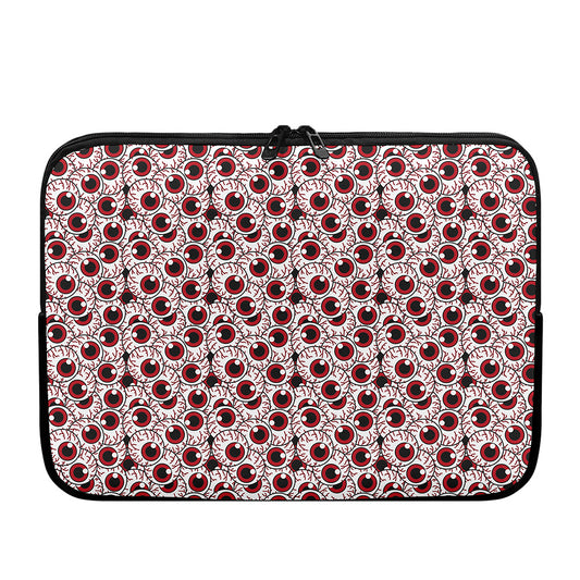 Creepy Red Eyeball Pattern Print Laptop Sleeve