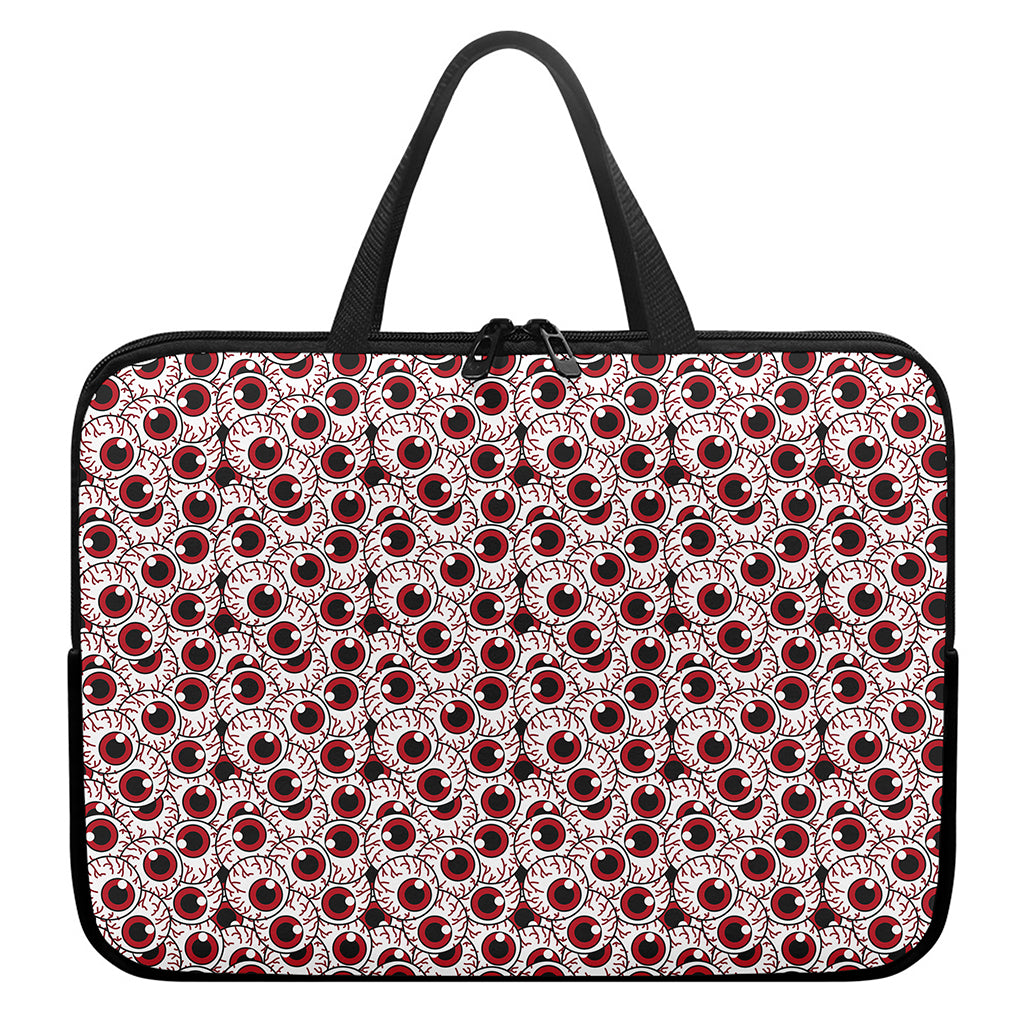 Creepy Red Eyeball Pattern Print Laptop Sleeve With Handle