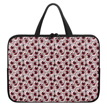 Creepy Red Eyeball Pattern Print Laptop Sleeve With Handle