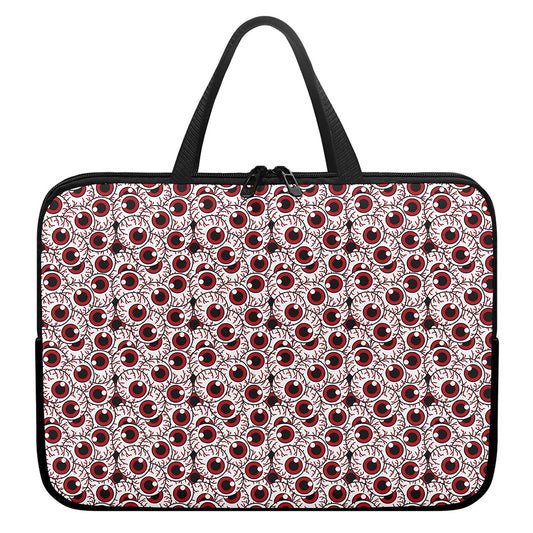 Creepy Red Eyeball Pattern Print Laptop Sleeve With Handle