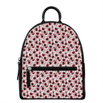 Creepy Red Eyeball Pattern Print Leather Backpack