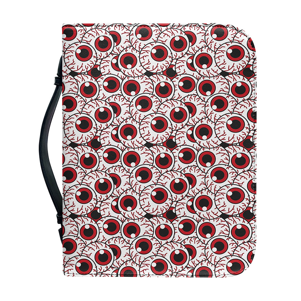 Creepy Red Eyeball Pattern Print Leather Bible Cover