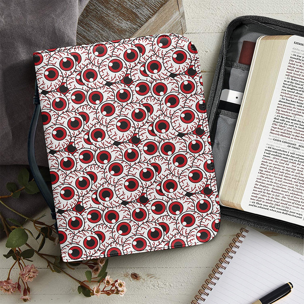 Creepy Red Eyeball Pattern Print Leather Bible Cover