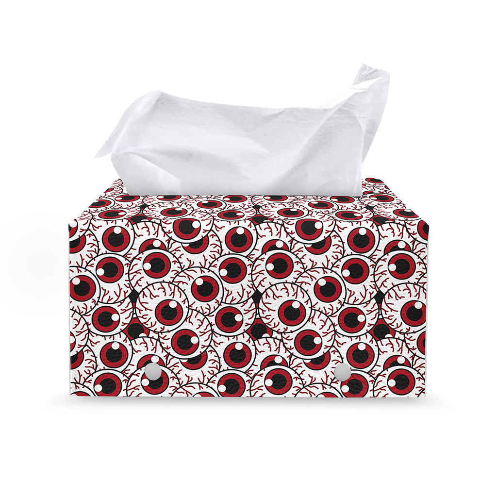 Creepy Red Eyeball Pattern Print Leather Tissue Box Cover